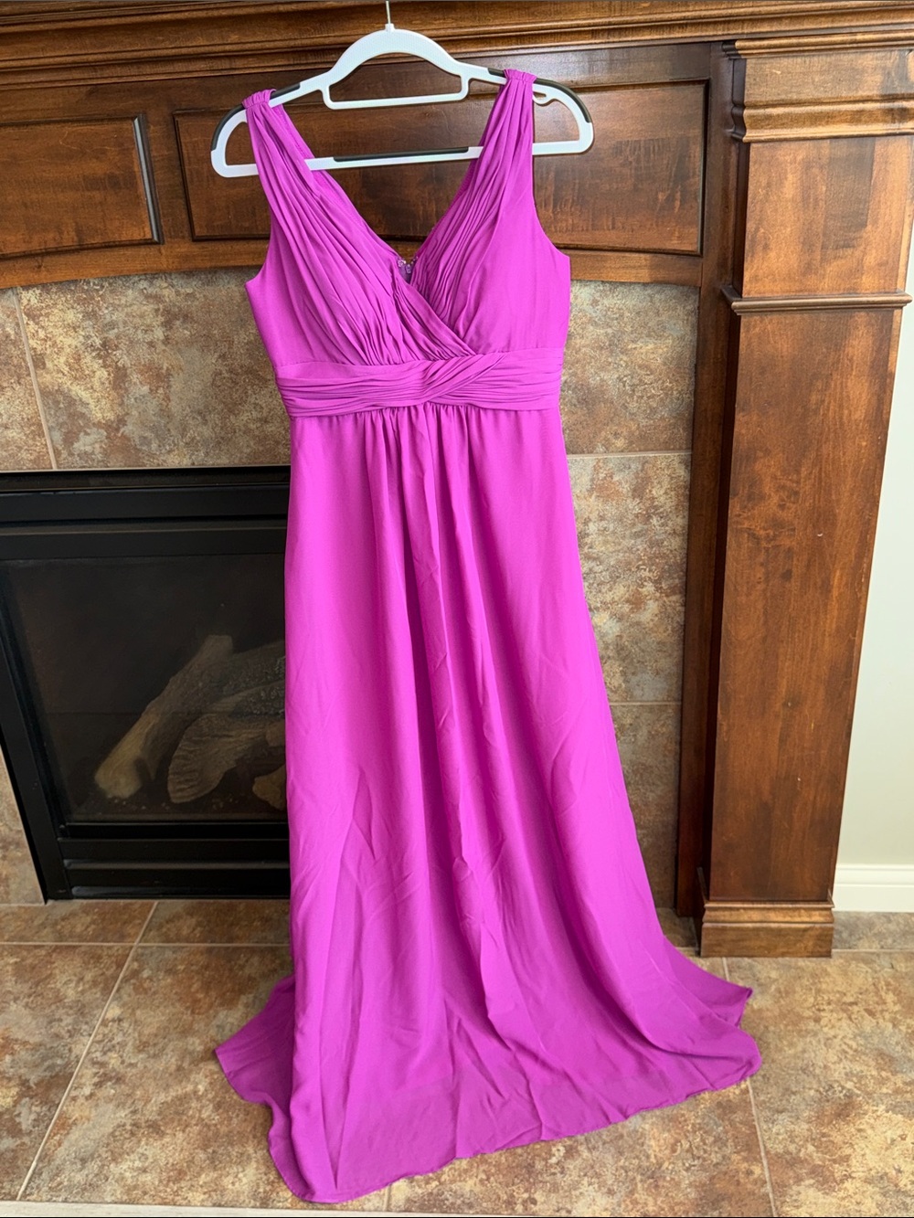 Christina Wu Celebration BM40 Geranium Pink Chiffon Bridesmaid Gown Dress Size 6